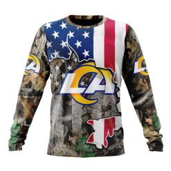 NFL Los Angeles Rams Custom Name Number USA Flag Camo Realtree Sweatshirt