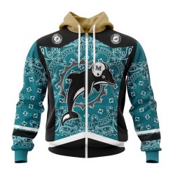 NFL Miami Dolphins Custom Name Number Classic Style Zip Up Hoodie