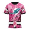NFL Miami Dolphins Custom Name Number Pink Breast Cancer T-Shirt
