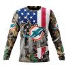 NFL Miami Dolphins Custom Name Number USA Flag Camo Realtree Sweatshirt