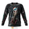 NFL Miami Dolphins Halloween Horror Skull Sweatshirt
