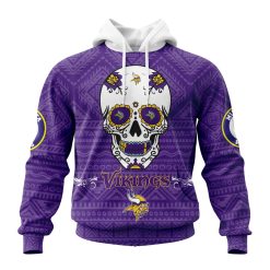 NFL Minnesota Vikings Custom Name Number Kits For Dia De Muertos Pullover Hoodie