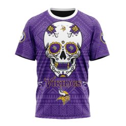 NFL Minnesota Vikings Custom Name Number Kits For Dia De Muertos T-Shirt