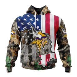NFL Minnesota Vikings Custom Name Number USA Flag Camo Realtree Pullover Hoodie