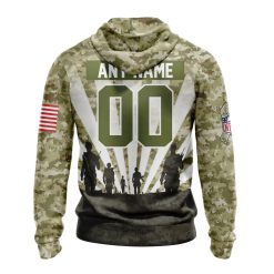 Alternative view of NFL Minnesota Vikings Custom Name Number Veterans And Families Zip Up Hoodie