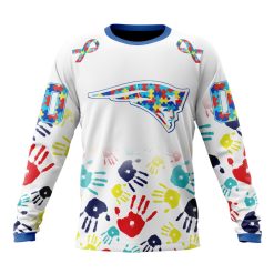 NFL New England Patriots Custom Name Number Autism Awareness Hands Sweatshirt