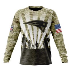 NFL New England Patriots Custom Name Number Veterans And Families Sweatshirt