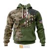 NFL New Orleans Saints Custom Name Number Green Camo US Military Pullover Hoodie