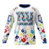 NFL New York Giants Custom Name Number Autism Awareness Hands Sweatshirt