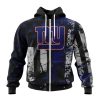 NFL New York Giants Custom Name Number Classic Grunge American Flag Zip Up Hoodie