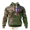 NFL New York Giants Custom Name Number Green Camo US Military Pullover Hoodie