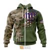 NFL New York Giants Custom Name Number Green Camo US Military Zip Up Hoodie