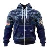 NFL New York Giants Custom Name Number Honor US Navy Veterans Zip Up Hoodie