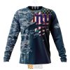 NFL New York Giants Custom Name Number Navy Skull Camo Veteran Sweatshirt