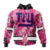 NFL New York Giants Custom Name Number Pink Breast Cancer Pullover Hoodie