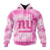 NFL New York Giants Custom Name Number Pink Tie-Dye Pullover Hoodie