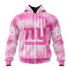 NFL New York Giants Custom Name Number Pink Tie-Dye Zip Up Hoodie