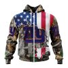 NFL New York Giants Custom Name Number USA Flag Camo Realtree Zip Up Hoodie
