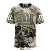 NFL New York Giants Custom Name Number Veteran Salute To Service T-Shirt