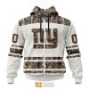 NFL New York Giants Custom Name Number White Camo Hunting Zip Up Hoodie
