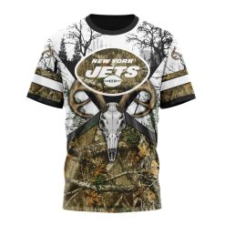NFL New York Jets Custom Name Number Deer Skull And Forest T-Shirt