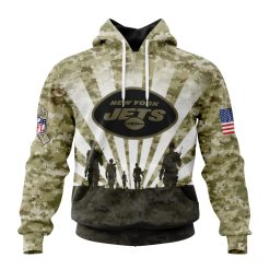 NFL New York Jets Custom Name Number Veterans And Families Pullover Hoodie
