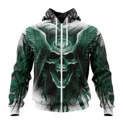 NFL New York Jets Special Kits With Skull Zip Up Hoodie
