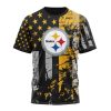NFL Pittsburgh Steelers Custom Name Number Classic Grunge American Flag T-Shirt