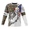 NFL Pittsburgh Steelers Custom Name Number Fishing With Flag Of USA Sweatshirt