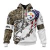 NFL Pittsburgh Steelers Custom Name Number Fishing With Flag Of USA Zip Up Hoodie