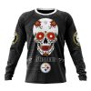 NFL Pittsburgh Steelers Custom Name Number Kits For Dia De Muertos Sweatshirt