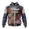 NFL Pittsburgh Steelers Custom Name Number Mandalorian And Baby Yoda Zip Up Hoodie