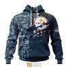 NFL Pittsburgh Steelers Custom Name Number Navy Skull Camo Veteran Pullover Hoodie