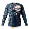 NFL Pittsburgh Steelers Custom Name Number Navy Skull Camo Veteran Sweatshirt