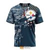 NFL Pittsburgh Steelers Custom Name Number Navy Skull Camo Veteran T-Shirt