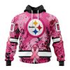 NFL Pittsburgh Steelers Custom Name Number Pink Breast Cancer Pullover Hoodie