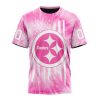 NFL Pittsburgh Steelers Custom Name Number Pink Tie-Dye T-Shirt