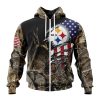 NFL Pittsburgh Steelers Custom Name Number Special Camo Realtree Zip Up Hoodie
