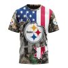 NFL Pittsburgh Steelers Custom Name Number USA Flag Camo Realtree T-Shirt