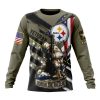 NFL Pittsburgh Steelers Custom Name Number Veterans Kneeling Soldier Sweatshirt