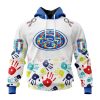NFL San Francisco 49ers Custom Name Number Autism Awareness Hands Pullover Hoodie