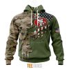 NFL San Francisco 49ers Custom Name Number Green Camo US Military Pullover Hoodie
