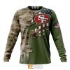 NFL San Francisco 49ers Custom Name Number Green Camo US Military Sweatshirt