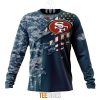 NFL San Francisco 49ers Custom Name Number Navy Skull Camo Veteran Sweatshirt