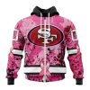 NFL San Francisco 49ers Custom Name Number Pink Breast Cancer Zip Up Hoodie