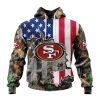 NFL San Francisco 49ers Custom Name Number USA Flag Camo Realtree Pullover Hoodie