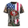 NFL San Francisco 49ers Custom Name Number USA Flag Camo Realtree T-Shirt