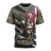 NFL San Francisco 49ers Custom Name Number Veterans Kneeling Soldier T-Shirt