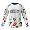 NFL Seattle Seahawks Custom Name Number Autism Awareness Hands Sweatshirt