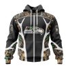 NFL Seattle Seahawks Custom Name Number Camo Hunting Zip Up Hoodie